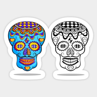 Set of Mexican sugar skulls with mustache Sticker